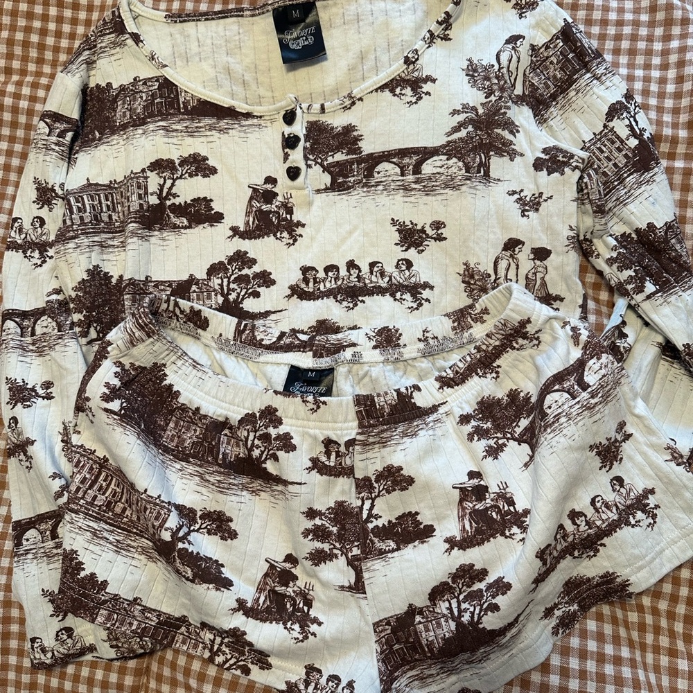 Favorite child collective pride and prejudice toile cotton pjs NEW medium